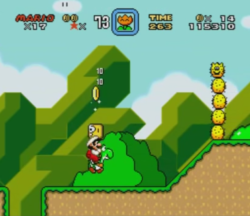 Super Mario World für Super Nintendo, Gameplay: Mario mit Yoshi